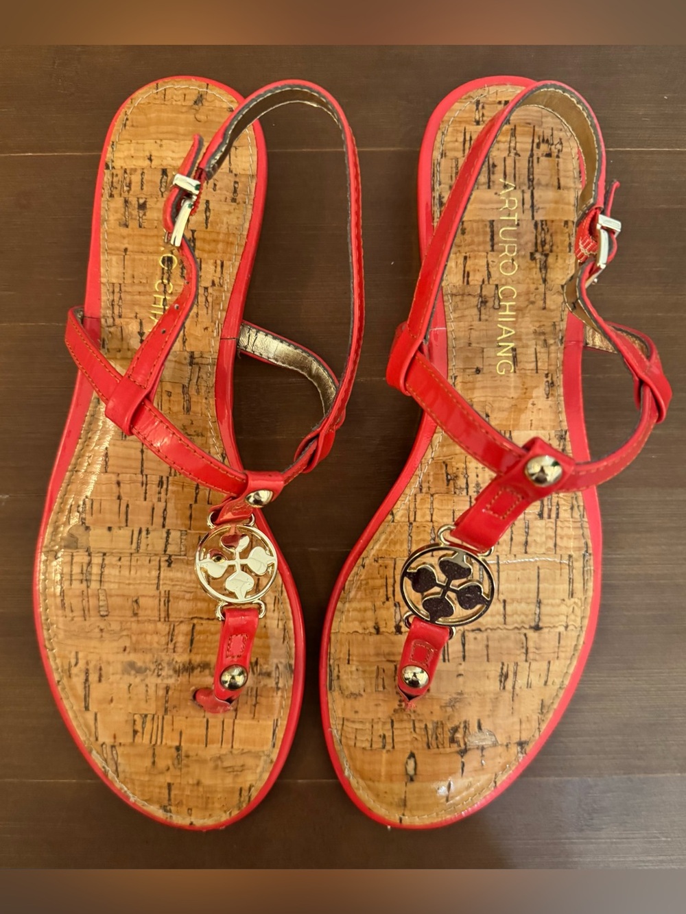 Arturo Chiang Hibiscus Baylie Leather Thong Sandals